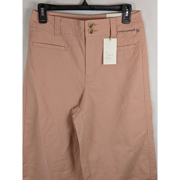 A New Day Wide Leg Pants High-Rise Cropped Coral Pink 4 Capri Staple Ankle Work - Picture 2 of 10